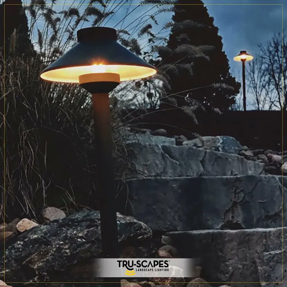 Tru_Scapes's tweet photo. @hardscapekid knows path lighting is the best way to show off all of the beautiful landscaped and hardscaped areas in your outdoor living space.🏠 🔆  Our B301 Traditional Path Light is made with a solid heavy-duty brass fixture and comes with 360 degrees of light output. https://t.co/OjjeZAmjXM