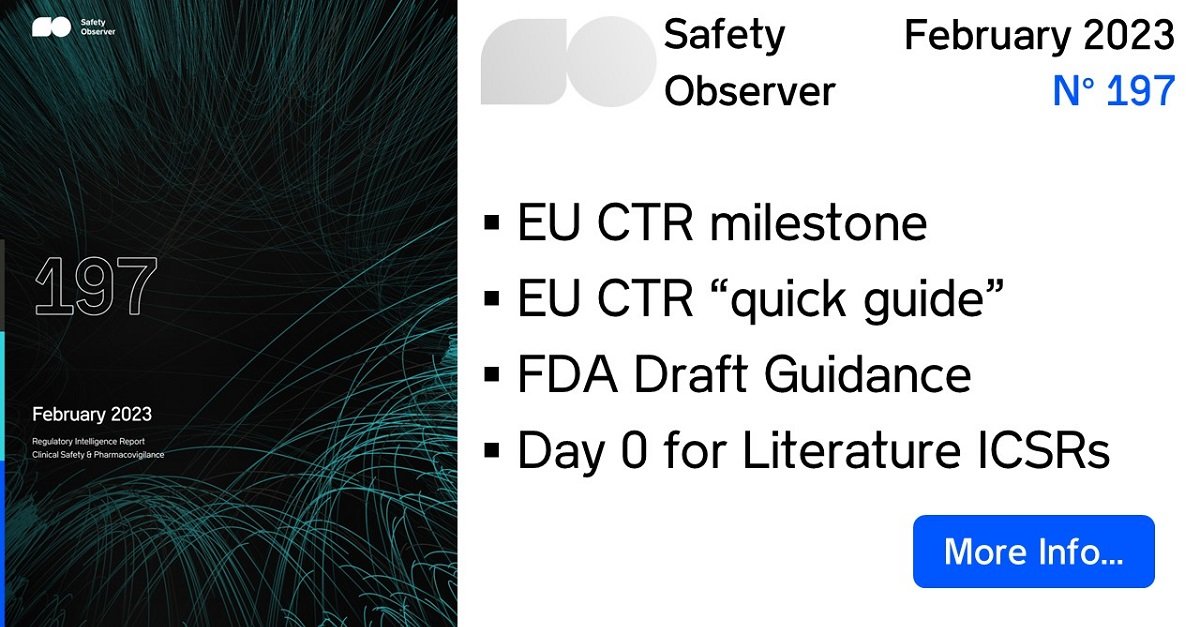 SafetyObserver's tweet image. New “quick guide for sponsors” to support compliance with the EU Clinical Trials Regulation...
Our latest #Pharmacovigilance Regulatory Intelligence Report is out ! Read the Highlights and sign up for Free Alerts... bit.ly/3t4l5Pc