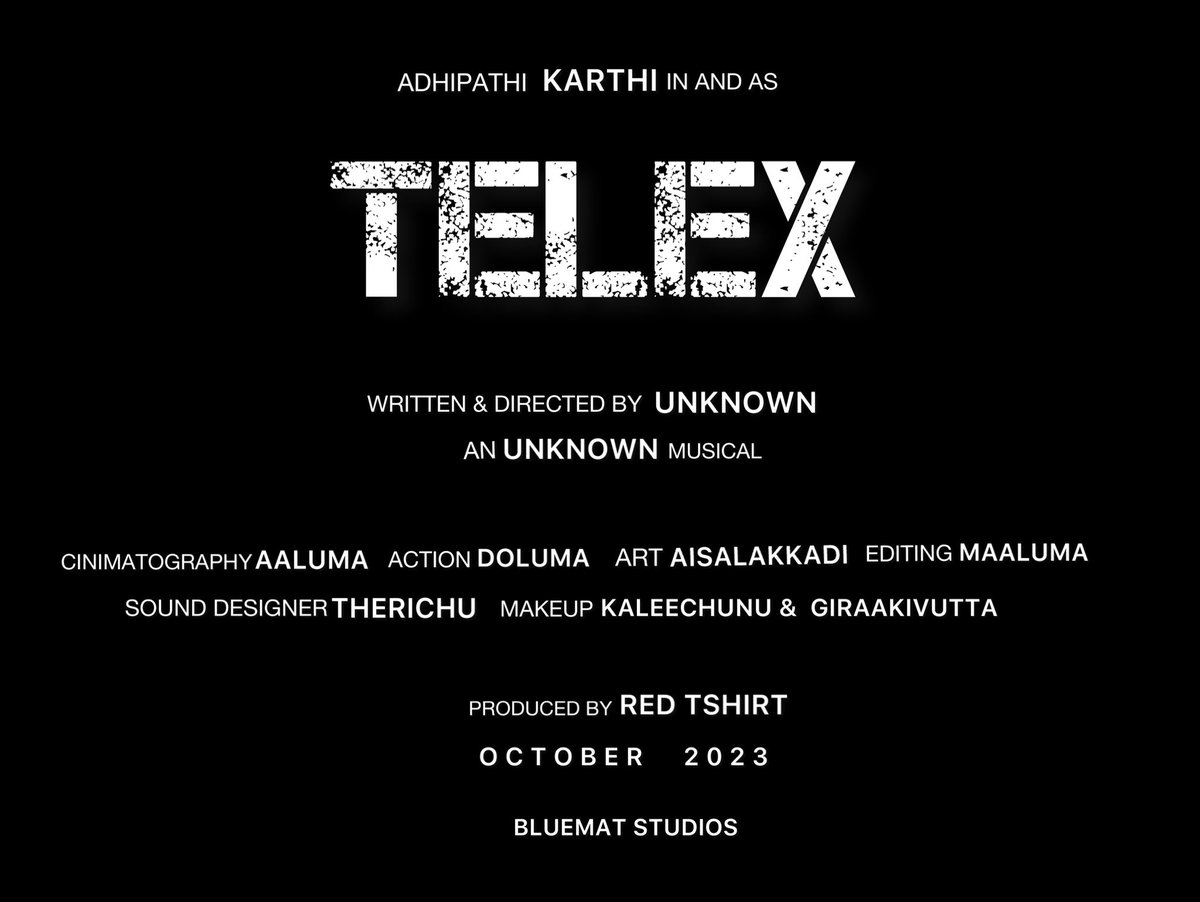 bluematstudios's tweet photo. Wait is over…
#telex 💥💥 
It’s time…..
@bluematstudios  
#Adhipathikarthi 
#film https://t.co/lsNK4C1Pz3