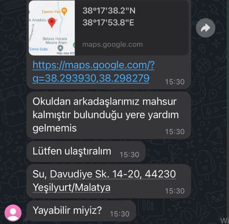 Bir üyemiz:

Su, Davudiye Sk. 14-20, 44230 Yeşilyurt/Malatya

#deprem 🚨🚨🚨