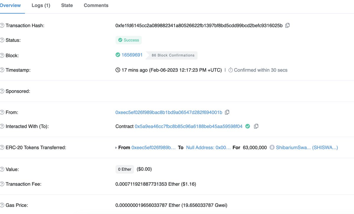ShibariumSwap's tweet photo. https://t.co/lZpmPioFFH

30% token supply burned https://t.co/A6n0BLAw8O