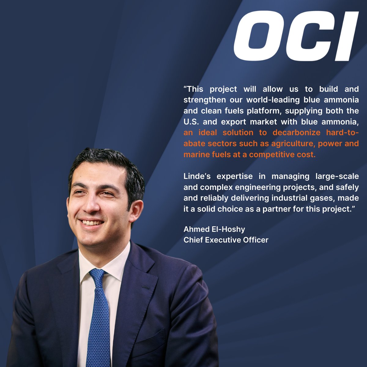 We're pleased to select <a href="/Lindeplc/">Linde plc</a> as our partner to supply #clean #hydrogen and #nitrogen to our new #blueammonia facility under development in Beaumont, Texas.