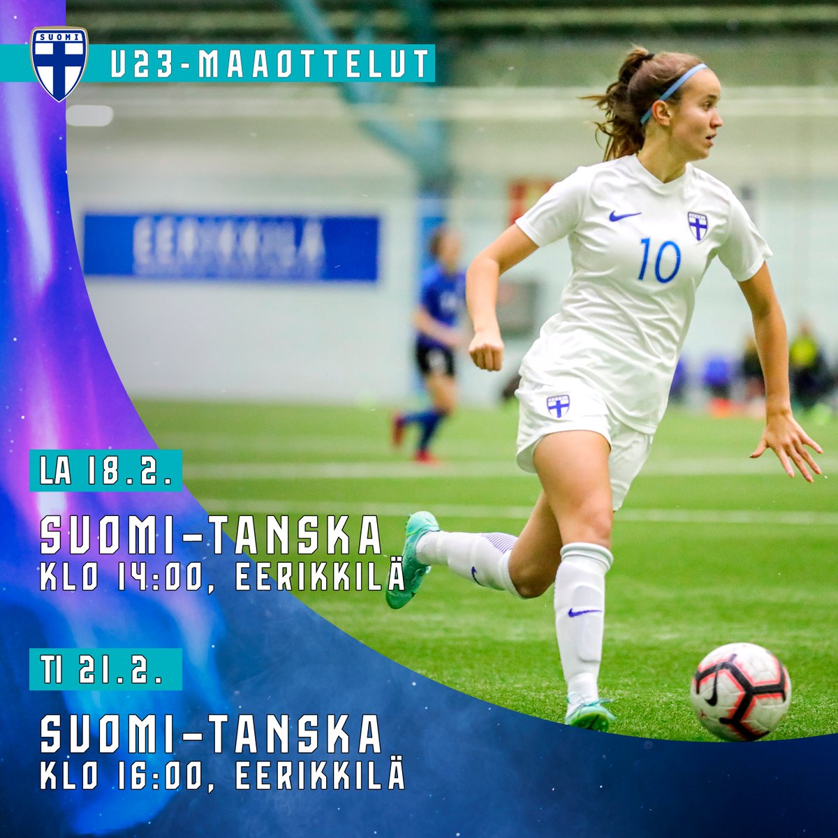 HelmaritFI's tweet photo. U23-naiset nimetty Tanska-tuplamaaotteluun! 🦉
Helmikuussa pelataan maaotteluita myös kotimaan kamaralla - kumpaankin matsiin on vapaa sisäänpääsy. Ottelut näkyvät suorana ja selostettuna Palloliiton YouTube-kanavalla. 🇫🇮🇩🇰 #Pikkuhelmarit
https://t.co/XDtE2qVAm9 https://t.co/CRARsijRdR