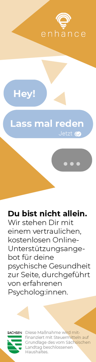 Du studierst an der Uni Leipzig? Du hast Fragen und Anliegen rund um Deine psychische Gesundheit, weißt aber nicht, an wen Du Dich wenden sollst? Melde Dich einfach über enhance-university.de an und probiere das Unterstützungsangebot aus. #mentalsupport #study #wellbeing