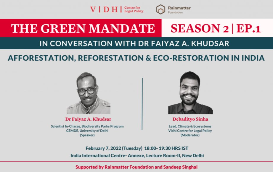 People in Delhi pl do join us tomorrow @ IIC, 6 pm  for this important talk with Dr Khudsar. We will be discussing nuances of Forestation & other Eco-Restoration programs in India, their adverse ecological impact & why India needs a policy framework around it.
#Delhi #EventSave