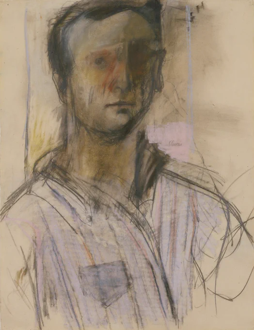 Larry Rivers Self Portrait, 1953, charcoal, pastel and graphite on paper, 