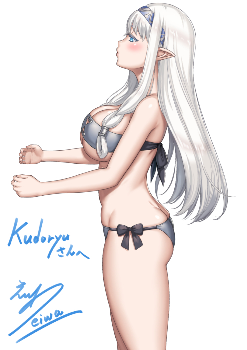 Skebのリクエストありがとうございます!私のオリジナルキャラクター雪国エルフ(仮)の水着姿です✨
 https://t.co/SI7h2cWxTy #Skeb #Commission 