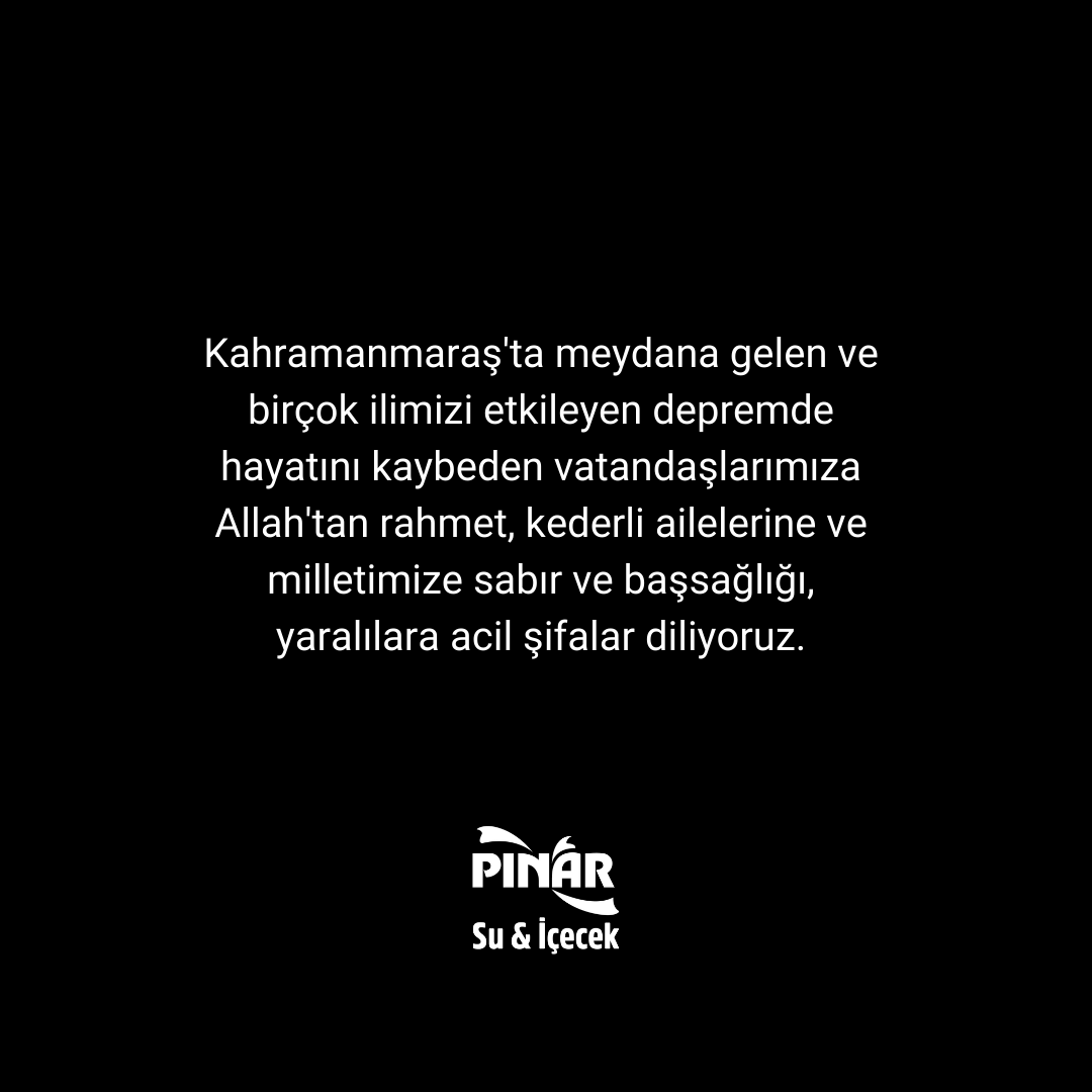 Kahramanmaraş’ta meydana gelen ve birçok ilimizi etkileyen depremde hayatını kaybeden vatandaşlarımıza Allah’tan rahmet, kederli ailelerine ve milletimize sabır ve başsağlığı, yaralılara acil şifalar diliyoruz.