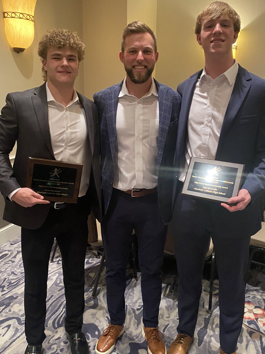 Charlotte Catholic Baseball (@diamondcougs) on Twitter photo Thanks to Tripp Roakes & <a href="/SCSportsReport/">Tripp Roakes</a> for putting on a great event last night!
We had 5 student-athletes nominated for awards - Jake Kernodle, Evan MacIntyre, Jake Young, John McKillop, & Alex Hoffman.
Thankful for a night of baseball & fellowship!
#CatholicBSB || #ALLIN Thanks to Tripp Roakes & <a href="/SCSportsReport/">Tripp Roakes</a> for putting on a great event last night!
We had 5 student-athletes nominated for awards - Jake Kernodle, Evan MacIntyre, Jake Young, John McKillop, & Alex Hoffman.
Thankful for a night of baseball & fellowship!
#CatholicBSB || #ALLIN