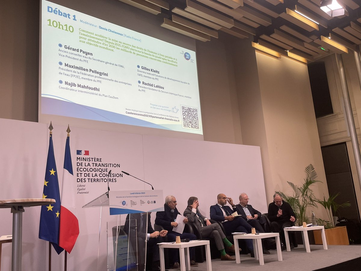 FlorenceBlatrix's tweet photo. Clôture de la première demi-journée du colloque du Partenariat Français pour l’Eau par  Erik Orsenna « Faire de la conférence de l’ONU 2023 une étape majeure vers les objectifs mondiaux relatifs à l’eau » https://t.co/YN28pQg5tK