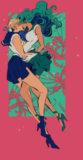 Revisiting few older pieces#SailorMoon #SailorUranus #SailorNeptune #HaruMichi #UraNep 