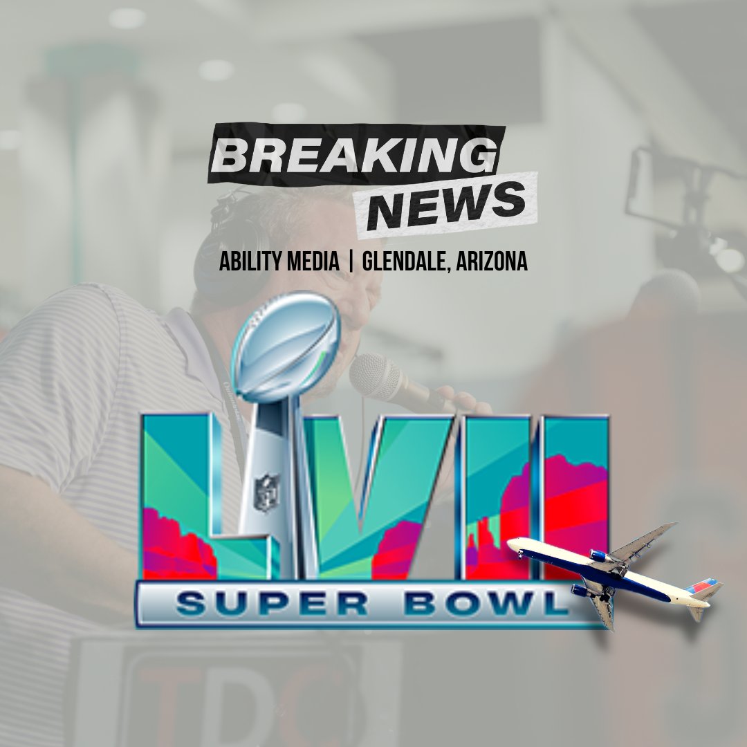 abilitymediagrp's tweet photo. 🚨 🏈  Ability Media is headed back to the Super Bowl this year, landing in Glendale, Arizona for exclusive behind the scenes content at Radio Row. Stay tuned this week in the days leading up to the big game!

#AbilityMedia #SuperBowlLVII

ID: Super Bowl LVII logo on image bckgd. https://t.co/lnYMvMR85C