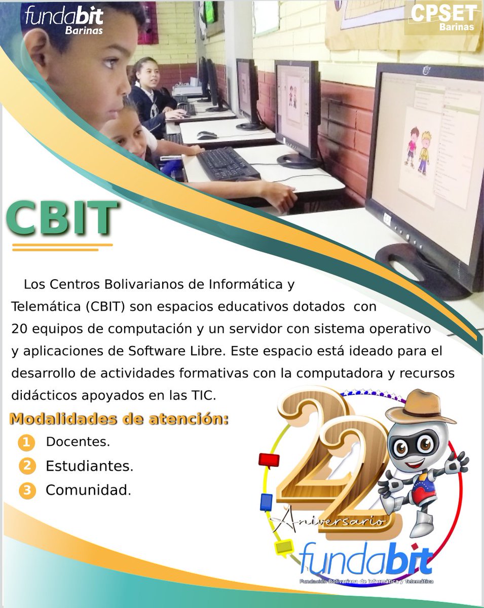 #Feliz22Aniversario de Fundabit celebrando los 22 años de este proyecto cuyo propósito es promover la formación integral de las personas a través de la incorporación de las Tecnologías de la Información y la Comunicación (TIC) en el proceso educativo nacional.