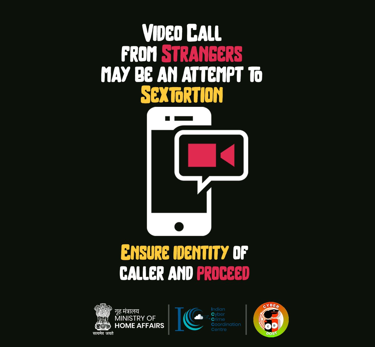 Cyberdost's tweet photo. Beware and Be Cybersafe on #videocall https://t.co/SbbSYVwfxv