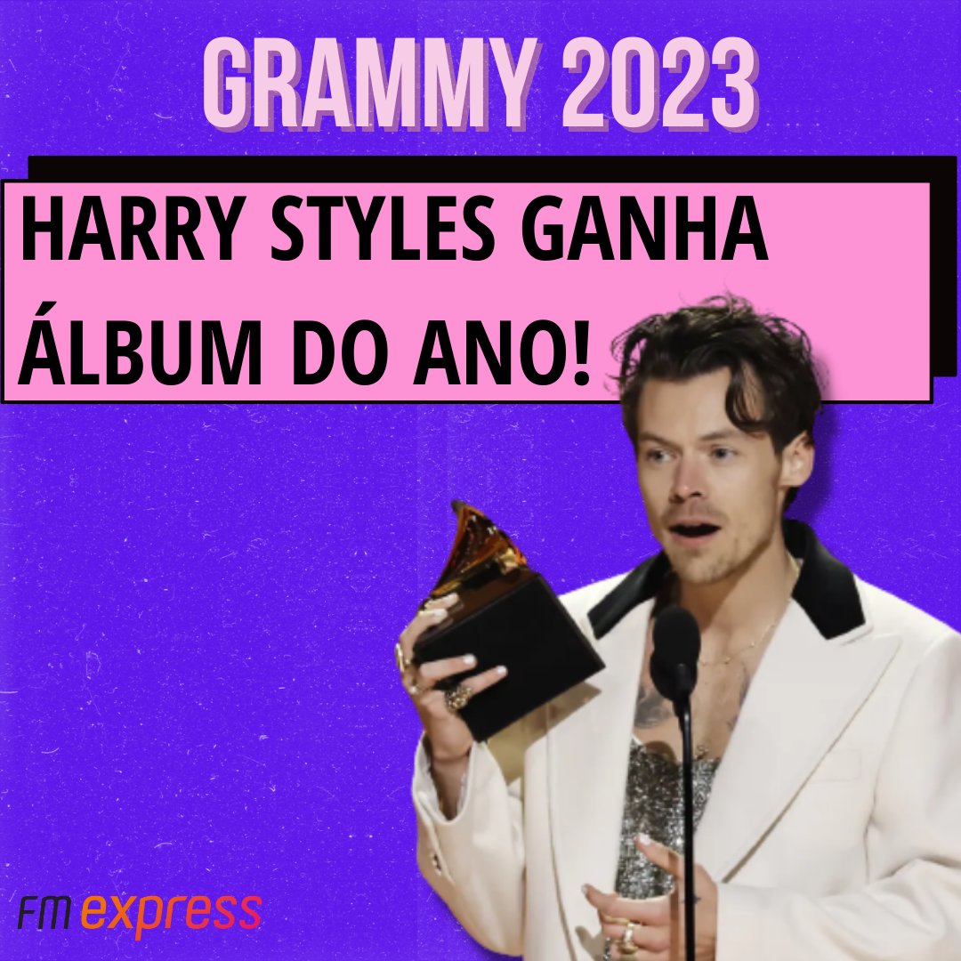 radiofmexpress's tweet photo. Neste domingo (5) em Los Angeles, Harry Styles levou para casa o troféu de Álbum do Ano no Grammy Awards por seu álbum de sucesso de 2022, "Harry's House".

@harrystyles você ouve aqui na FM Express!

📻 Sintonize: https://t.co/ghZObwp5Mo https://t.co/l4FI3KZTYS