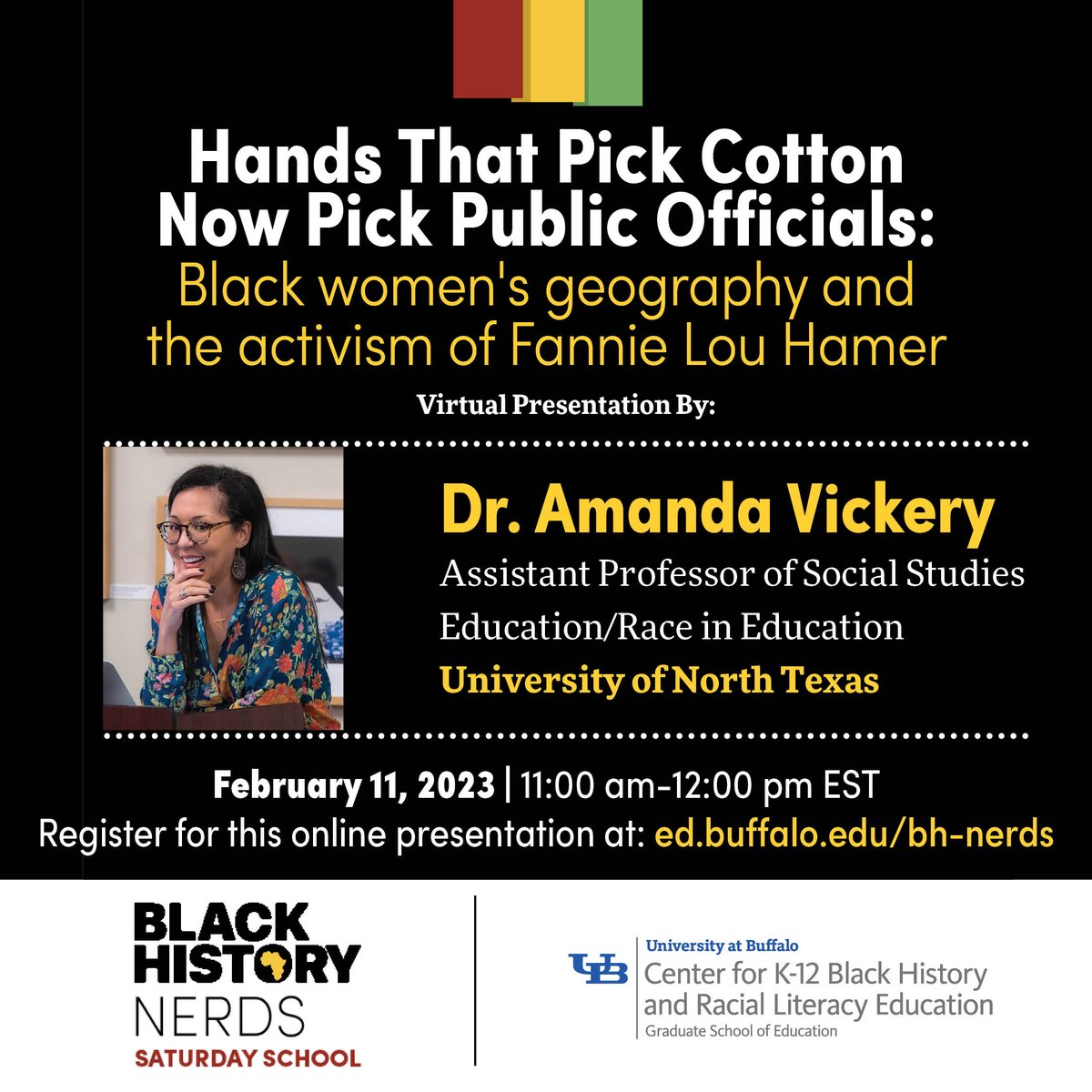 Join us for our 3rd #Blackhistory Nerds session of 2023. You can register here: ed.buffalo.edu/black-history-…  #BlackHistoryMonth <a href="/UBGSE/">UBuffalo GSE | Education</a>
