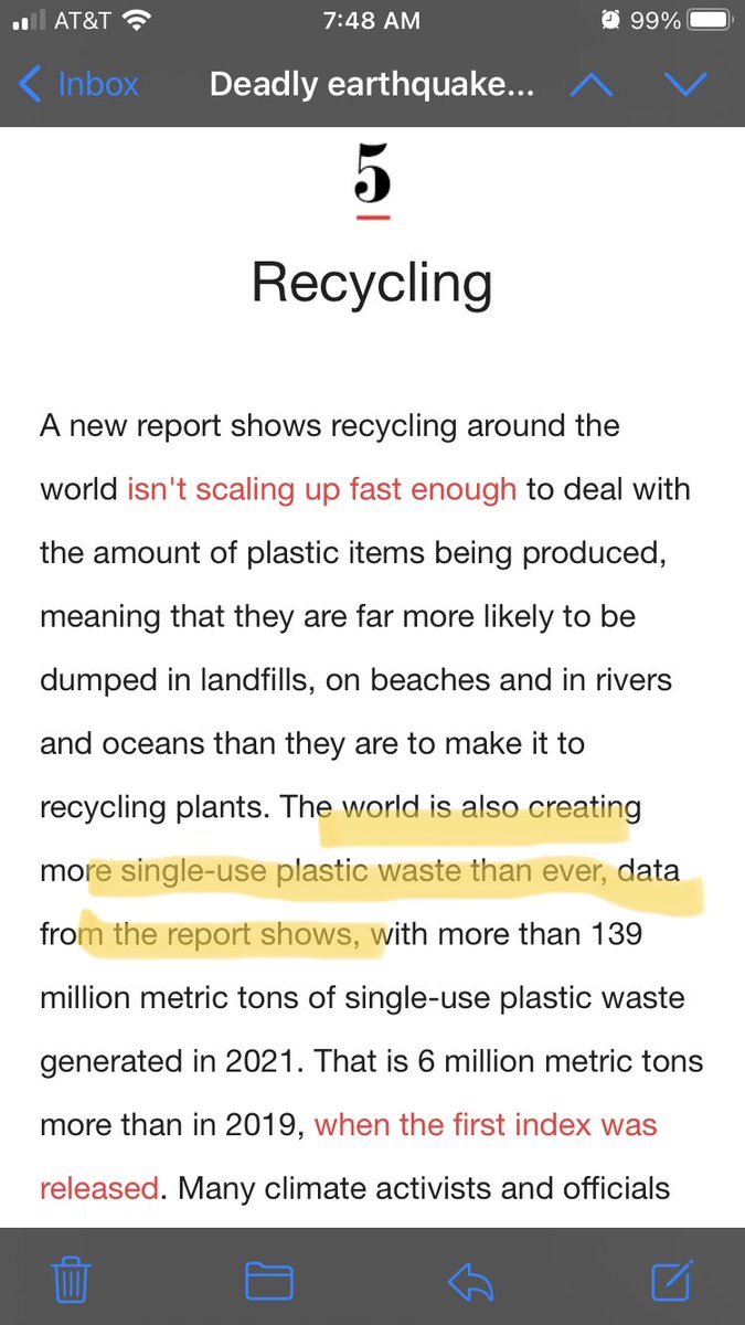 Cities and states need to be much more aggressive at banning single-use plastics.  We as consumers need to avoid single-use plastics (straws, plastic bottles and cups, plastic grocery bags, plastic utensils) as much as possible.  Graphic source:  CNN. #TheLastStraw