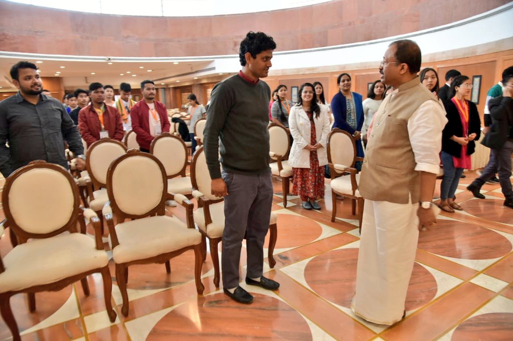 VMBJP's tweet photo. It was a pleasure hosting students from the North-Eastern States, who are on the Student Experience in Inter-State Living (SEIL), a project of @ABVPVoice in Palriament today. https://t.co/SiBPclXWie