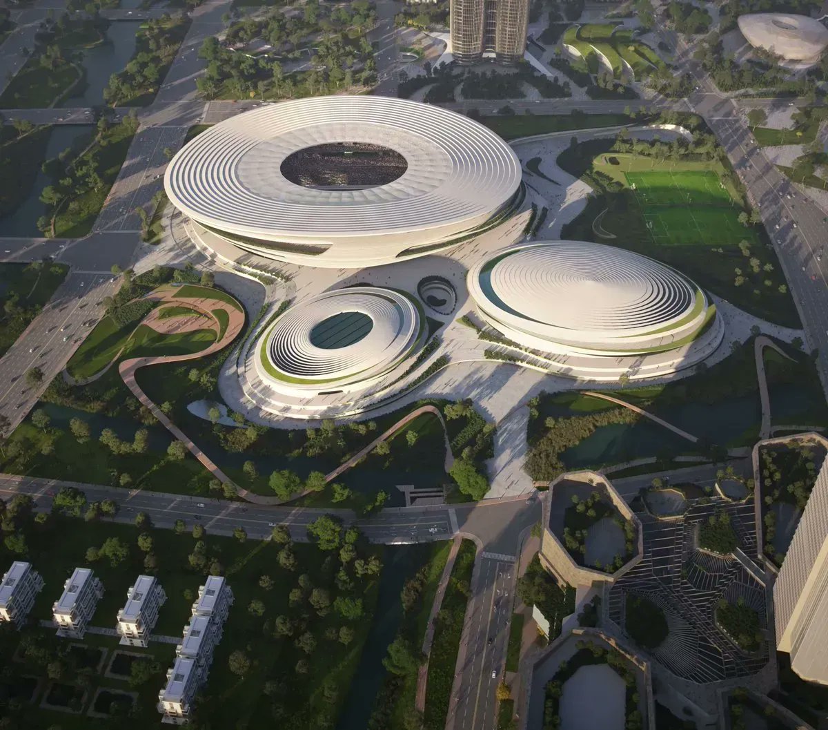 TheB1M's tweet photo. Nothing to see here. Just Zaha Hadid Architects absolutely smashing stadium design once again - https://t.co/Ohv0QArCBp #construction #architecture #stadium https://t.co/9AOK0B0Kmq