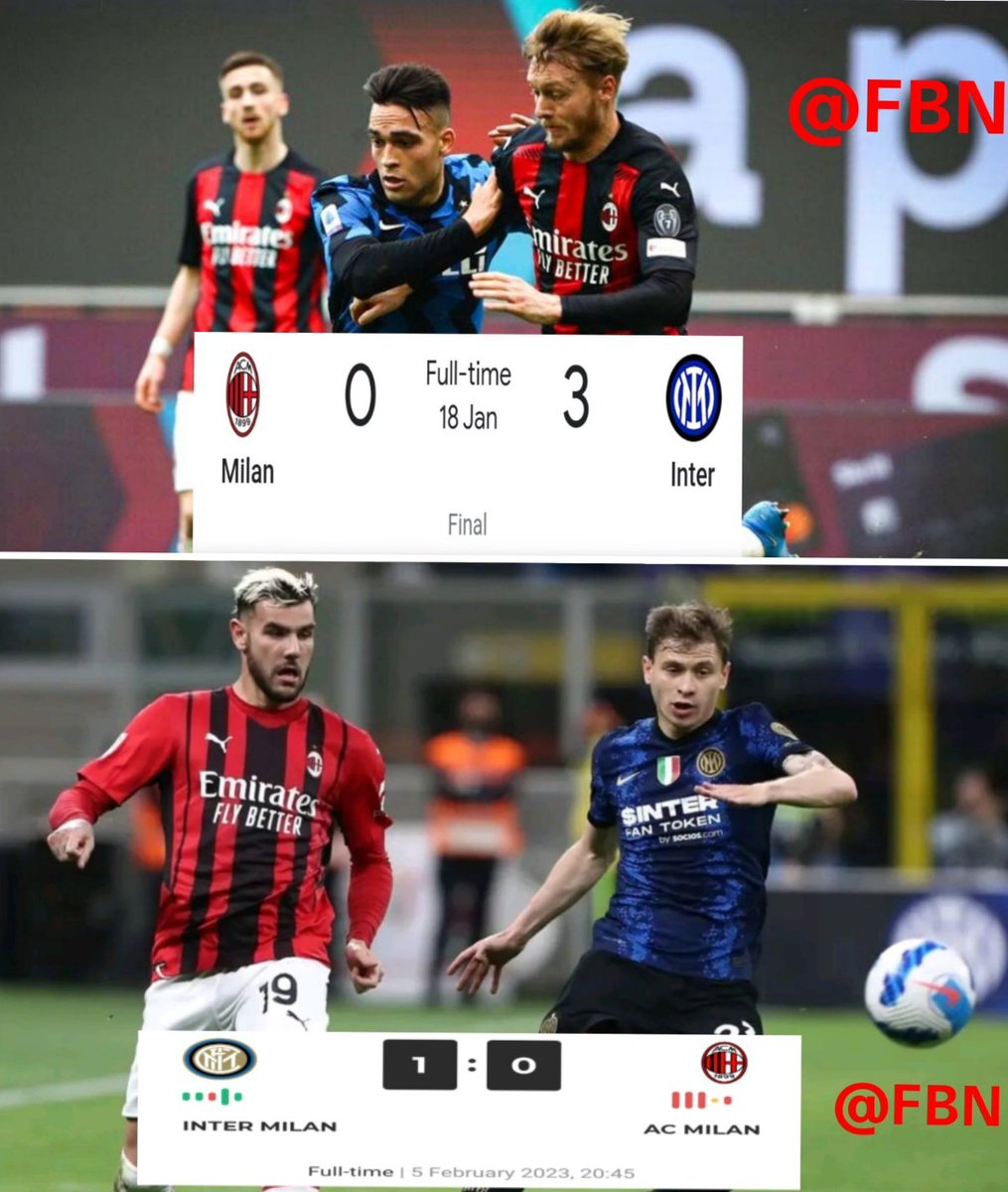 FBN150's tweet photo. AC MILAN HAS LOST AGAINST INTER MILAN BACK TO BACK FOR A FEW WEEK🇮🇹😌
#intermilan
#inter
#milan
#acinter
#MilanInter https://t.co/XdUjsKywG8