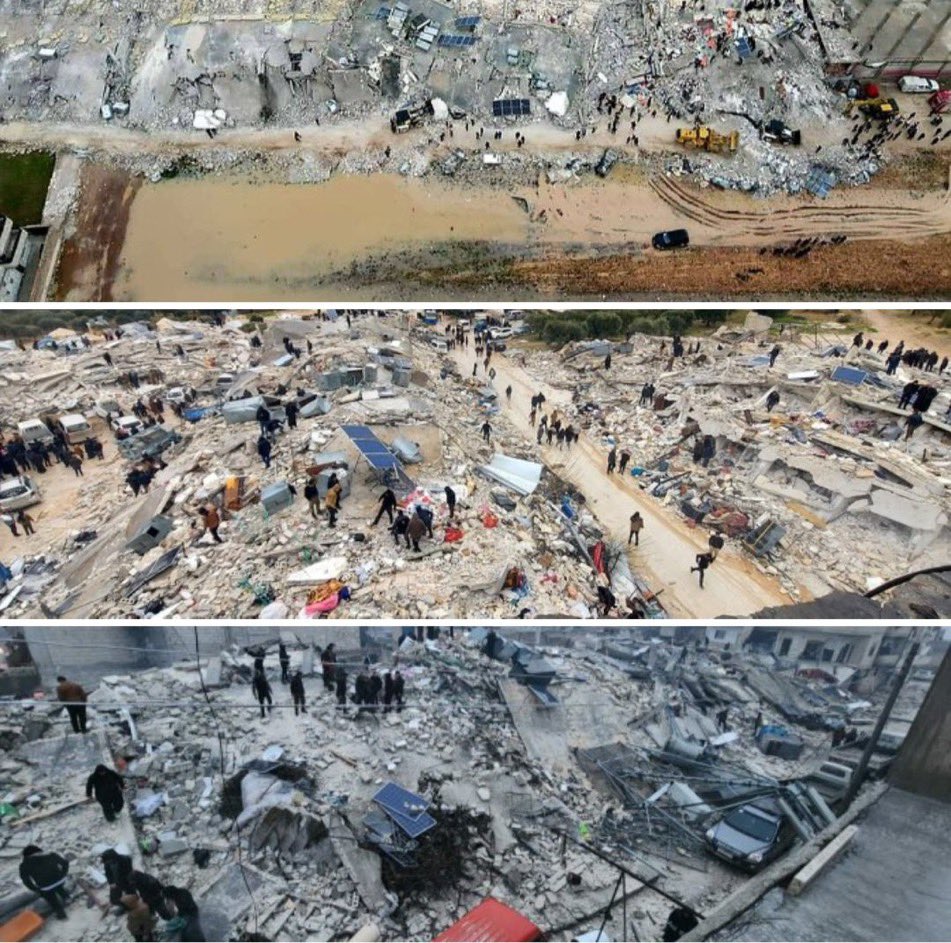 iAOsaimi's tweet photo. صور من دمار #زلزال سوريا
السوريّون عانوا مُعاناة عظيمة
يهربون من الموت .. إلى الموت!
بردٌ ومطر وثلج وفقر وجوع وزلزال 💔

اللهم الطف بحالهم وارحمهم وارحم ضعفهم
واحفظ جميع بلاد المسلمين يارب العالمين
اللهم ارحم ضحايا الزلزال في سوريا وتركيا
واشف مرضاهم وارحمنا برحمتك يا الله. https://t.co/LORSaS1BXB