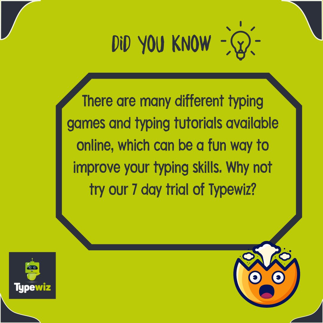 typewiz's tweet image. Did you know? 😀

There are many different typing games and typing tutorials available online, which can be a fun way to improve your typing skills. Why not try our 7 day free trial of Typewiz?
#typingtips #typingtricks #didyouknow