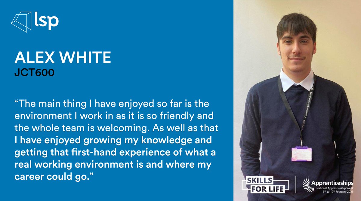 We have received so many case studies to share as part of NAW week! Hear from our learner, Alex, who is currently completing his Level 2 Customer Service Apprenticeship with JCT600.  

Read Alex's case study to find out his thoughts on his apprenticeship: ow.ly/kLxL50MKraW