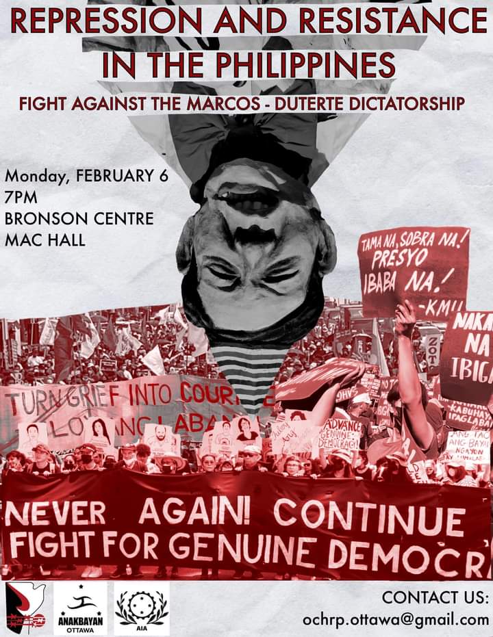 Join us tomorrow at 8AM (PH Time)!

Ka Eufemia Cullamat and Amirah Lidasan will be speaking about the continuing resistance of the Indigenous Peoples and Bangsamoro in the Philippines against continuing plunder of their territories and state terrorism.