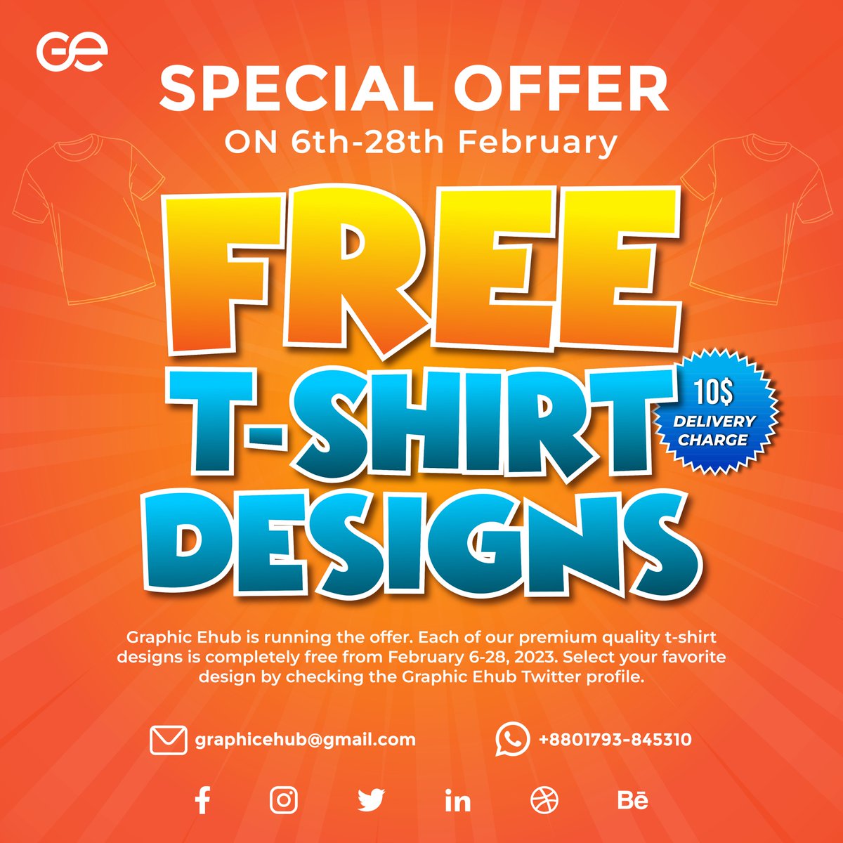 Graphic Ehub is running the offer.😍Each of our premium quality t-shirt designs is completely😀free from February 6-28, 2023. Select😎your favorite design by checking the Graphic Ehub Facebook page🔥