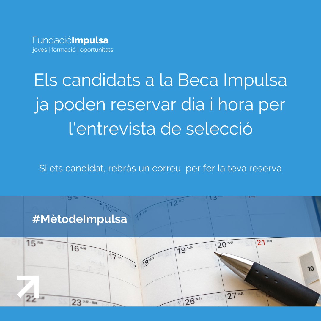 FundacioImpulsa's tweet photo. 📥Encarem la segona fase de selecció de candidats a les #BequesImpulsa 2023/24: els #joves que han presentat la seva candidatura rebran un correu on se'ls informarà de la tècnica que els ha estat assignada https://t.co/qd7XmSXFDK