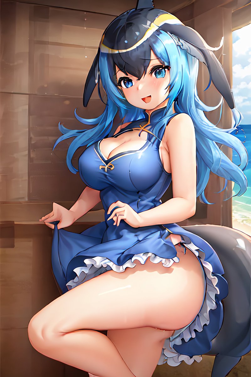 最後に、マイルカちゃんのシーンを4枚作ってみました。座った姿と後ろ姿、少し成長したマイルカちゃんのシーンで構成されています。 