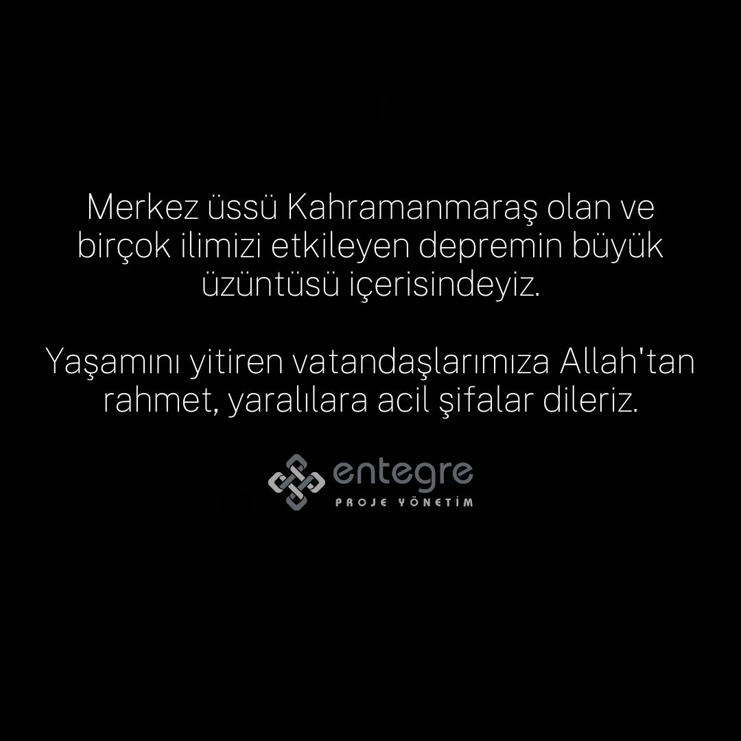 Kahramanmaraş'ta meydana gelen ve birçok ilimizde hissedilen depremde hayatını kaybeden vatandaşlarımıza Allah'tan rahmet, yaralı vatandaşlarımıza acil şifalar diliyoruz.