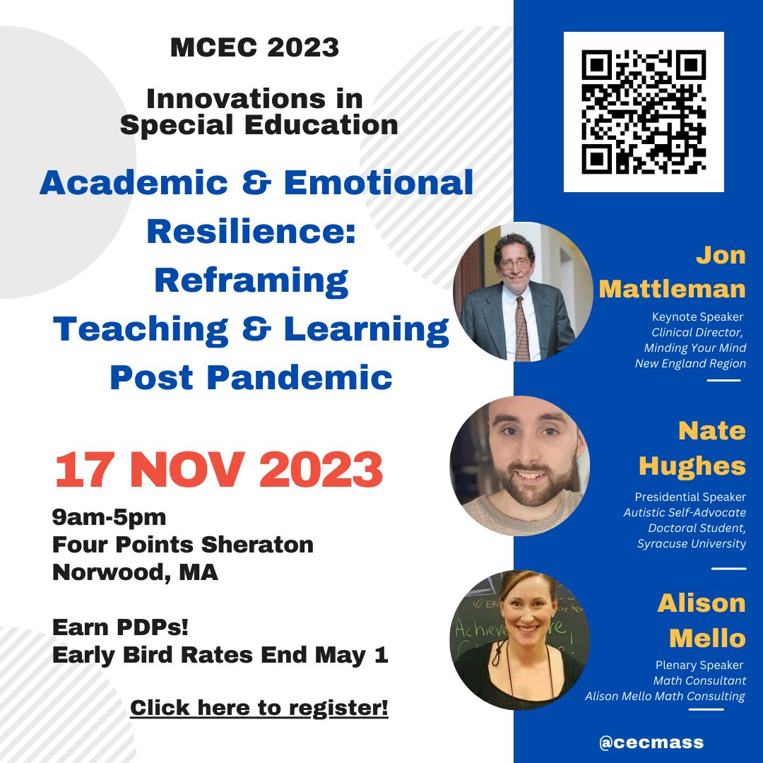Submit your proposal today for #MCEC2023 Academic and Emotional Resilience: Reframing Teaching &amp; Learning #SEL masscec.org/call-for-propo… <a href="/jonmattleman/">Jon Mattleman</a> <a href="/DrMelloAsstSup/">Alison Mello Ed.D.</a>