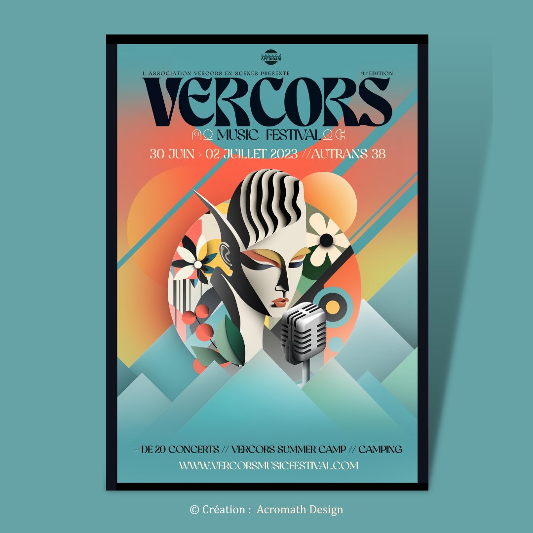 VercorsMusic's tweet image. RDV du 30 juin au 02 juillet 2023 pour la 9ème édition du Vercors Music Festival !
On a le plaisir de vous dévoiler l’identité visuelle, concoctée par @acromaths   : une bonne dose de psychédélisme pour une expérience immersive, en plein cœur de la montagne 🪐
#VMF2023 #spedidam