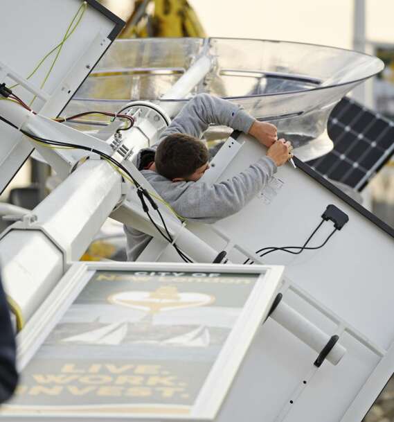 Aris_Energy's tweet photo. Completely powered by solar and wind energy, the Aris Wind Smart Pole eliminates any need for underground trenching and provides your community with a sustainable, resilient source of lighting and security. Visit us at the link in our bio to learn more! https://t.co/6YbKC5jWBW