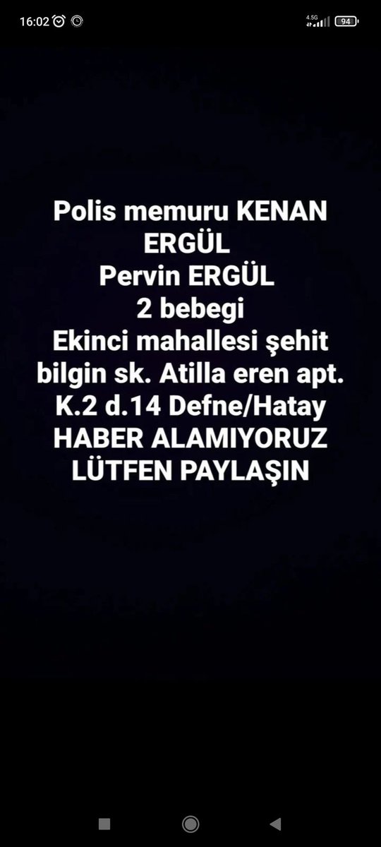 smyye_krhn's tweet photo. #deprem lütfen bilgisi olan paylaşsın https://t.co/L4dqhpBQEj