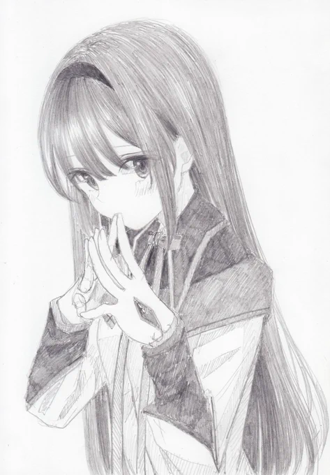シャーペンで描きました。魔法少女まどか☆マギカから、暁美ほむらです#魔法少女まどかマギカ 