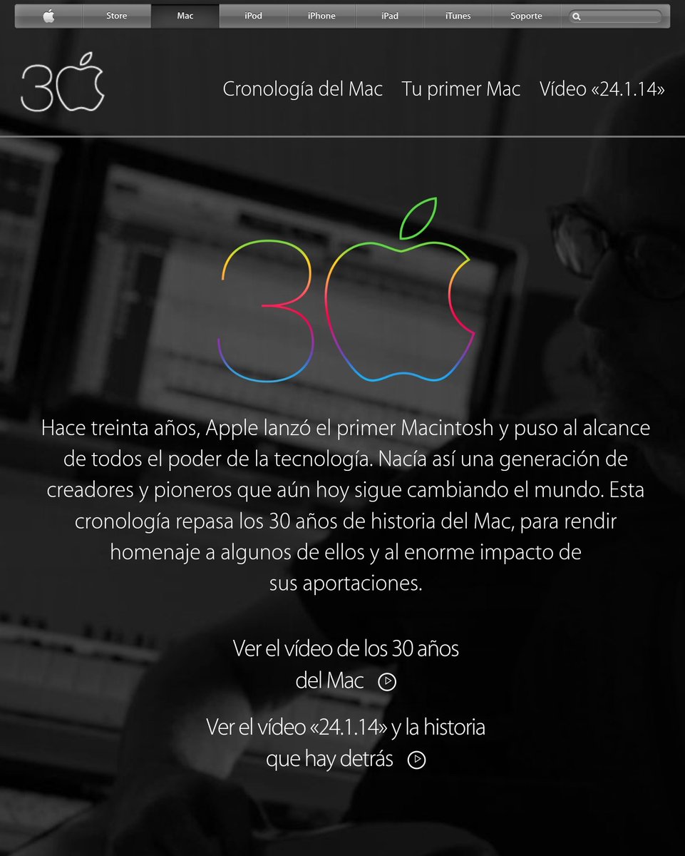 Así felicitaba #Apple los 30 años del #Mac en febrero de 2014 desde su página web.

#HistoriaDeApple