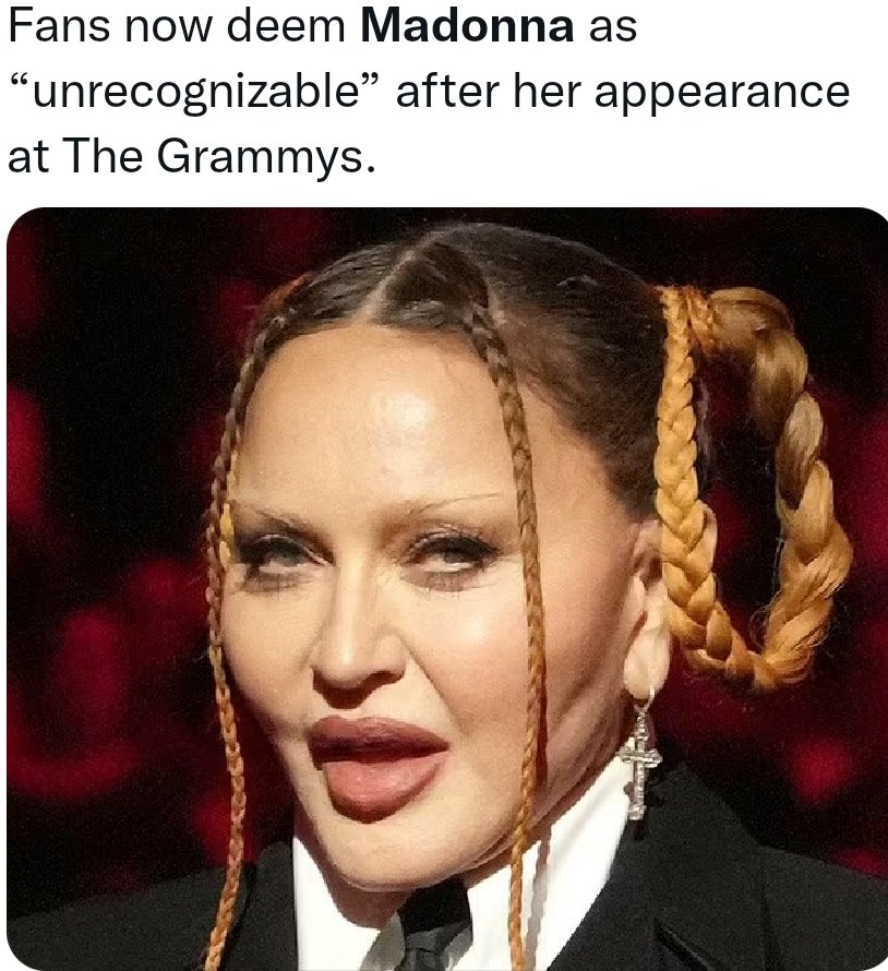 Semisan9's tweet photo. A perfect example of "Dammed if you do, dammed if you don’t" for Madonna and Dr. Biden at the Grammys. https://t.co/BnfF1PcITd