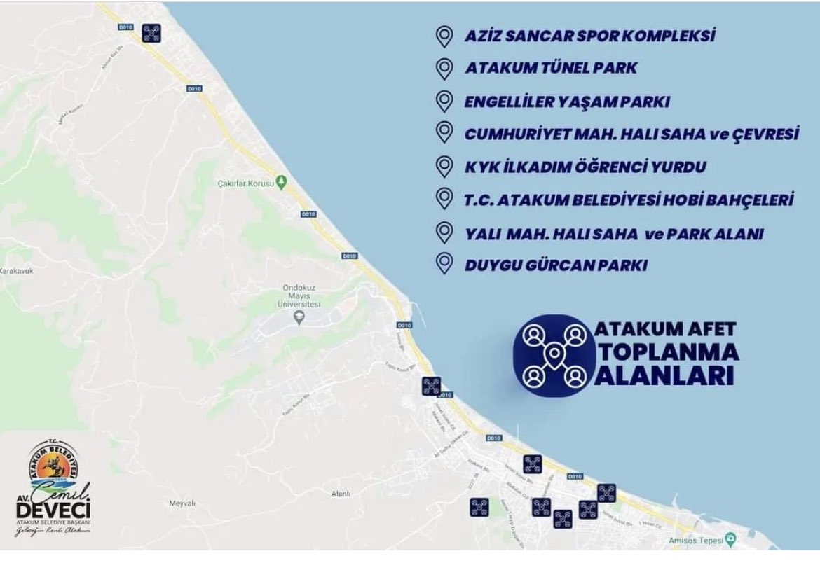 Atakum Afet Toplanma Alanları