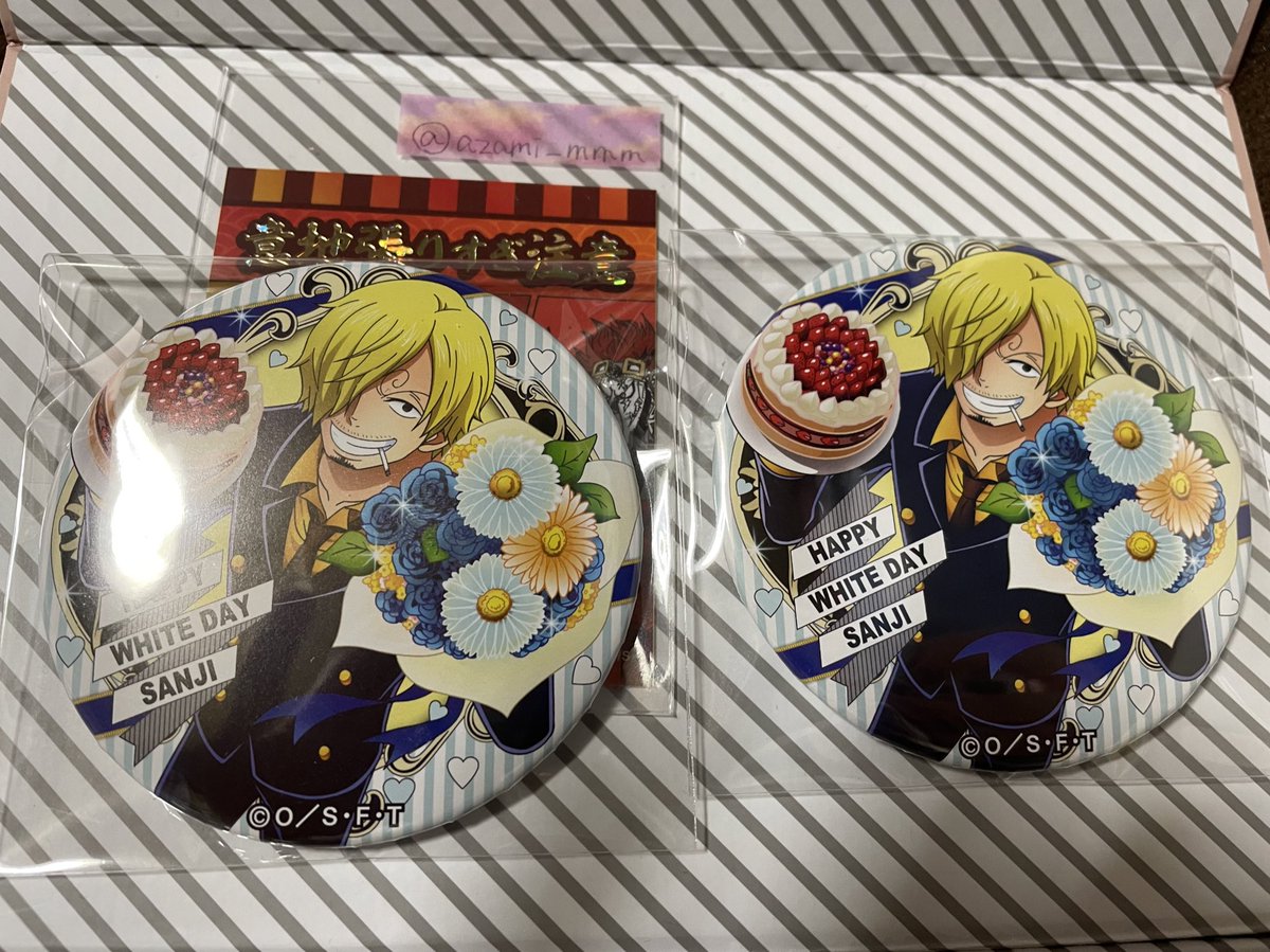 azami_mmm's tweet photo. @uiui_torihiki_ 初めまして。こんばんは。検索より失礼いたします。
当方輩缶バッジWDのサンジを2点所持しているのですが、ロー、クロコダイル1点ずつとの交換は可能でしょうか？
お手数をおかけいたしますが、ご検討いただけますと幸いです。# https://t.co/2rxudc1G2Q