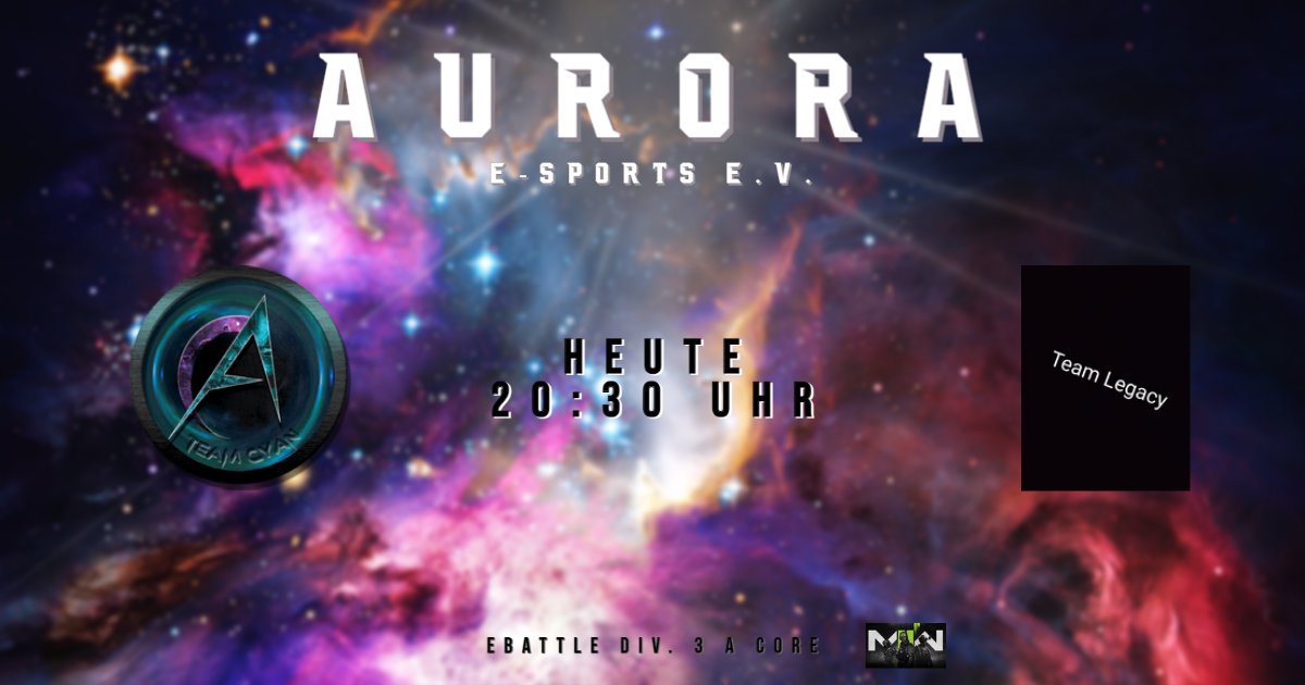 Spieltag 7!
Im heutigen Duell heißt es Cyan vs. Legacy.

Wir freuen uns auf eine spannende Begegnung!

 #callofdutymw2 #competitive #callofduty #ebattle #esports #gaming