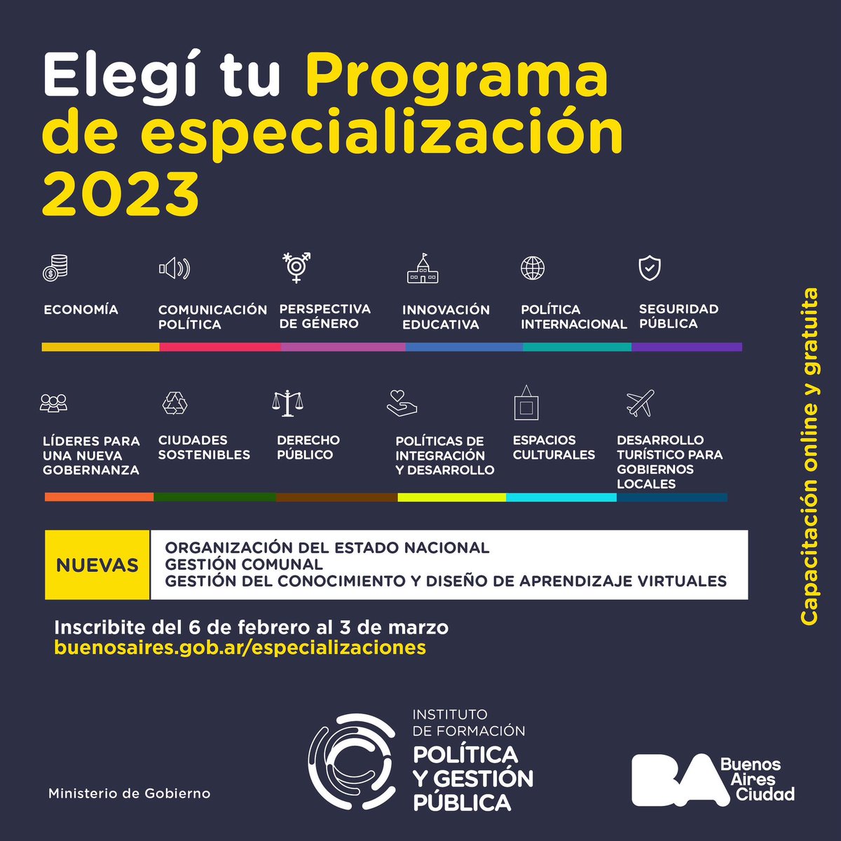 💪Los Programas de Especialización de este año te van a meter en un lío, decidir cuál cursar nunca fue tan difícil. Hay 15 Especializaciones. Sí,a las 12 exitosas del año pasado le sumamos otras tres. 

🔗Inscribite en bitly.ws/zQEX , sé parte del éxito de este año!