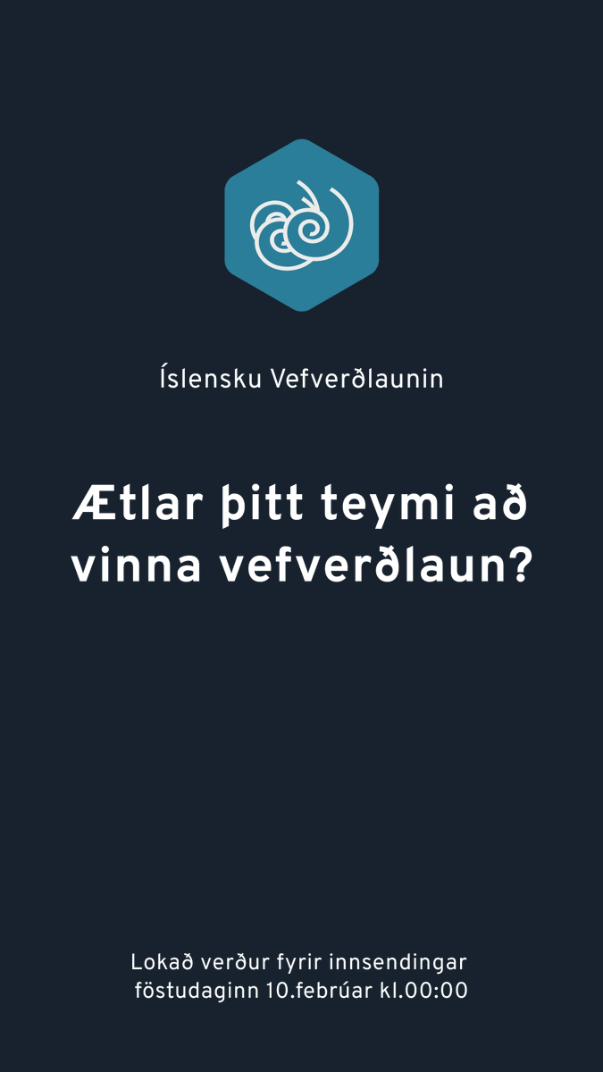 samtokvef's tweet photo. ÍSLENSKU VEFVERÐLAUNIN
Það styttist í að við lokum fyrir innsendingar. Skráðu þitt verkefni til leiks á https://t.co/nrgTuvKmLW https://t.co/c8dnPI9N8I