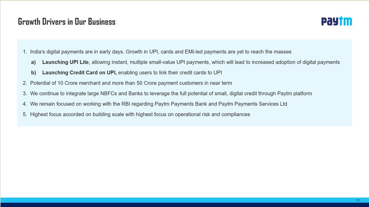 Paytm's tweet photo. Madhur Deora lays out growth drivers for the company and says we have been able to achieve all of this without compromising on scale and with a huge amount of focus on operational risk and compliance. #PaytmKaro @mdeora1 https://t.co/MgC6xfSqaE