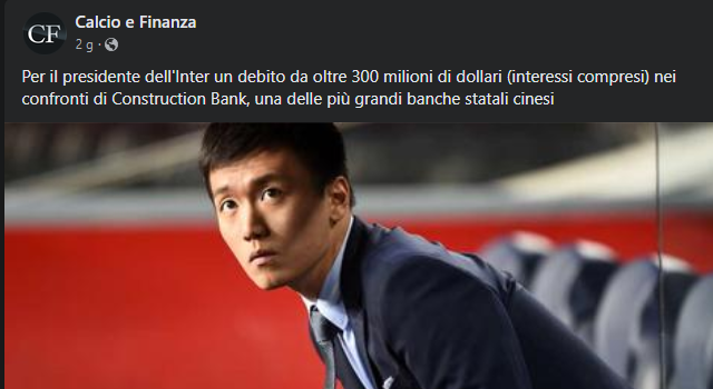 glmdj's tweet photo. China Construction Bank cerca informazioni, sui rapporti con l'Inte, attraverso Goldman Sachs e Oaktree; ha avviato procedimenti legali in Italia e a Hong Kong per riscuotere quanto dovuto; il 13 marzo Zhang sarà chiamato a deporre al tribunale di Hong Kong.
#noninteressa https://t.co/OknKtlnQhG