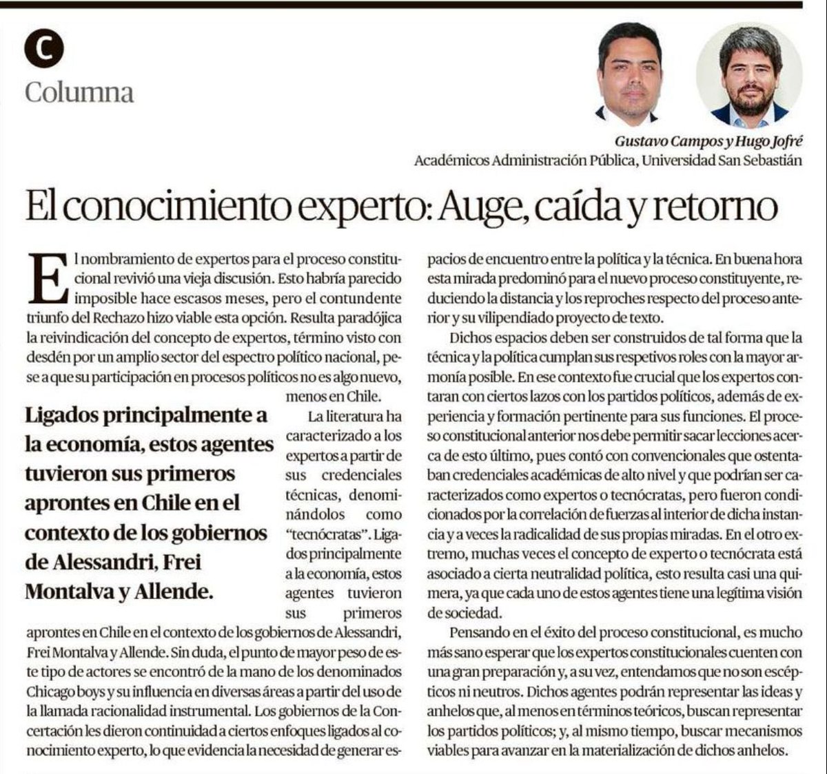 hugojofrero's tweet photo. Hoy en @mercuriovalpo junto a @gustavcampos 💪🏻🙌🏻🙌🏻

“El conocimiento experto: Auge, caída y retorno” aquí profundizamos respecto al rol del conocimiento experto o tecnocrático en distintos momentos de la historia de Chile 🇨🇱 https://t.co/mWVAC1my3t