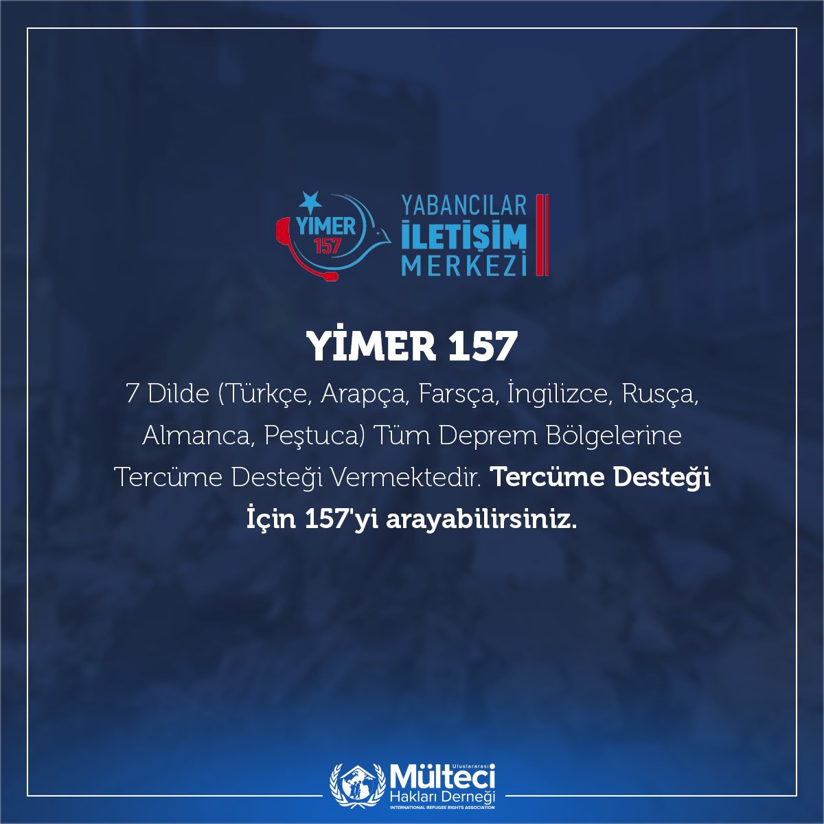 gocmensendikasi's tweet photo. 📞 YİMER 159 :
Ji bo hemî herêmên Erdhejê re di 7 zimanan da ( Tirkî, Erebî, Farisî, İngilîzî, Rûsî, Almanî û Piştu) alîkariya wergerandinê heye.
Ji bo wergerandê hûn dikarin bi 157're têklîye bikin.
@yimer157
#erdheja #erdhej https://t.co/2oLny7VMOw