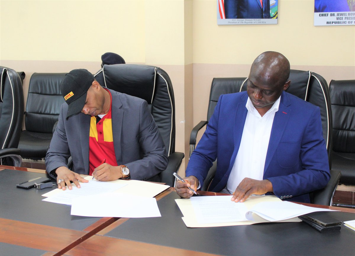 liberia_revenue's tweet photo. We are delighted to announce the signing of an MOU today with DHL Int. (Liberia) Ltd. The objective is to expedite the movement, release &amp; clearance of a certain category of goods consistent with the Trade Facilitation Agreement. 
#PayTexWeAllEnjoy #LRADHLMoU #MovingToBillions https://t.co/pWqmho2CHq