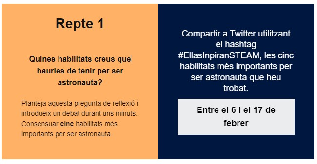 ibsteam_caib's tweet photo. ATENCIÓ a La iniciativa #EllasInspiranSTEM  de @EseroSp 
Amb motiu de la celebració del "dia Internacional de la Dona i la Nena a la Ciència" ens proposem tres reptes. 

Es poden fer a l'aula, de forma individual o de qualsevol altra forma. 
T'atreveixes? @EDUN_IB https://t.co/0a2pt88mh3
